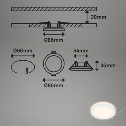 Briloner 7055-036 - KÉSZLET 3x LED Fürdőszobai beépíthető lámpa LED/3W/230V IP44