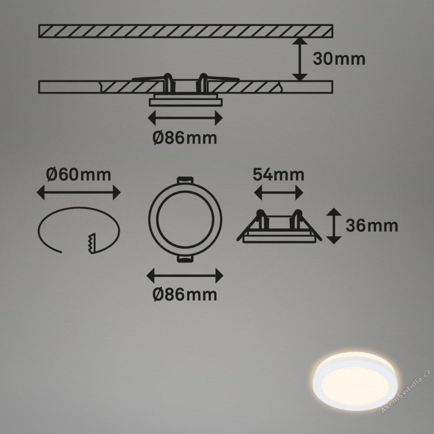Briloner 7055-036 - KÉSZLET 3x LED Fürdőszobai beépíthető lámpa LED/3W/230V IP44