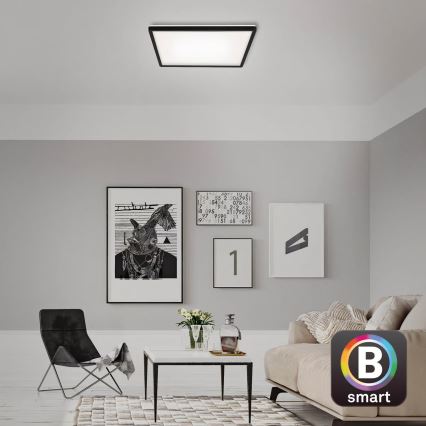 Briloner 7060-015 - Dimmelhető, felületre szerelhető SLIM LED panel, 22 W, 230 V, 2700-6500 K, 42×42 cm, fekete, Tuya Wi-Fi + távirányító