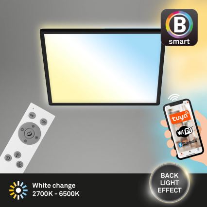 Briloner 7060-015 - Dimmelhető, felületre szerelhető SLIM LED panel, 22 W, 230 V, 2700-6500 K, 42×42 cm, fekete, Tuya Wi-Fi + távirányító
