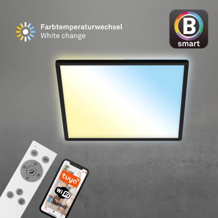 Briloner 7060-015 - Dimmelhető, felületre szerelhető SLIM LED panel, 22 W, 230 V, 2700-6500 K, 42×42 cm, fekete, Tuya Wi-Fi + távirányító