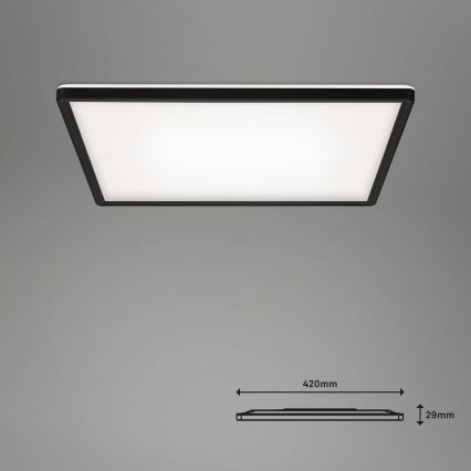 Briloner 7060-015 - Dimmelhető, felületre szerelhető SLIM LED panel, 22 W, 230 V, 2700-6500 K, 42×42 cm, fekete, Tuya Wi-Fi + távirányító