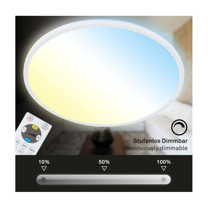 Briloner 7079-016 - LED dimmelhető mennyezeti lámpa SLIM LED/18W/230V 2700-6500K + távirányító