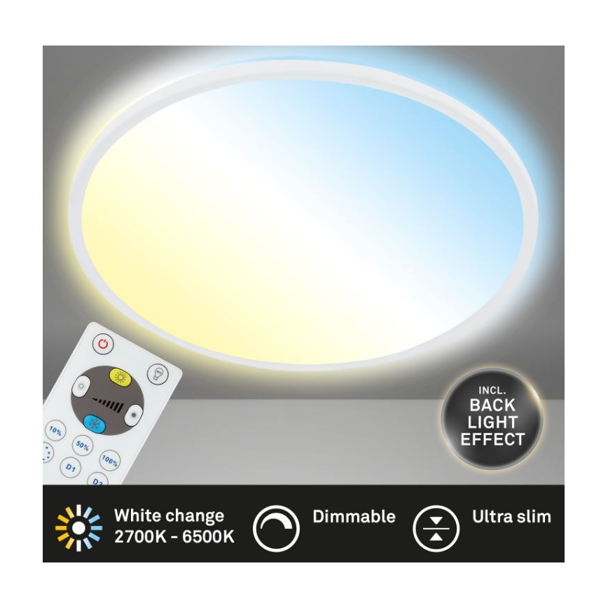 Briloner 7079-016 - LED dimmelhető mennyezeti lámpa SLIM LED/18W/230V 2700-6500K + távirányító