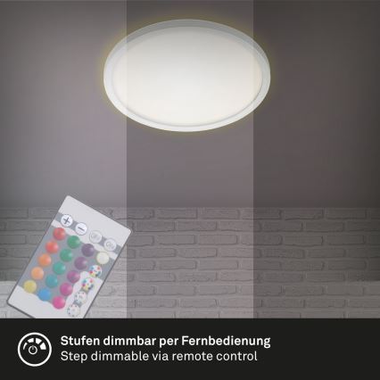 Briloner 7092-416 - RGBW Dimmelhető mennyezeti lámpa SLIM LED/15W/230V + távirányítás