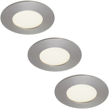 Briloner 7103432 - SZETT 3x LED Dimmelhető fürdőszobai beépíthető mennyezeti lámpa LED/4,9W/230V IP44 matt króm