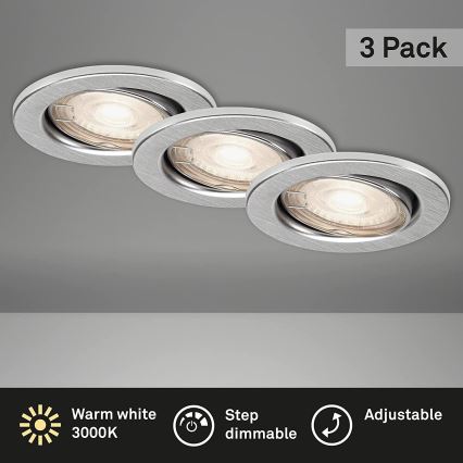 Briloner 7149-039 - 3 db-os készlet, LED dimmelhető fürdőszobai lámpa 1xGU10/5W/230V IP23