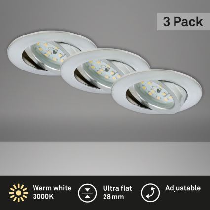 Briloner 7209-039 - 3 darabos LED fürdőszobai beépíthető mennyezeti lámpa ATTACH LED/5W/230V IP23 matt króm