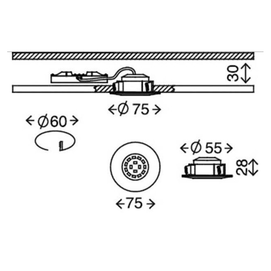 Briloner 7231-031- KÉSZLET 3x LED Dimmelhető fürdőszobai beépíthető lámpa LED/5,5W/230V IP44