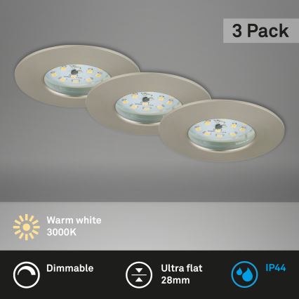 Briloner 7231-032 - KÉSZLET 3x LED Dimmelhető fürdőszoba beépíthető ATTACH lámpa LED/5,5W/230V IP44