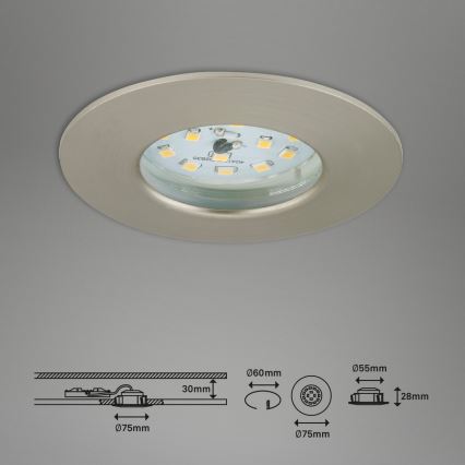 Briloner 7231-032 - KÉSZLET 3x LED Dimmelhető fürdőszoba beépíthető ATTACH lámpa LED/5,5W/230V IP44