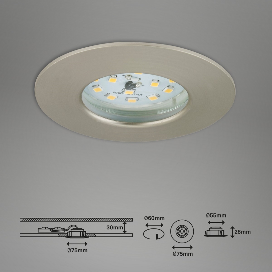 Briloner 7231-032 - KÉSZLET 3x LED Dimmelhető fürdőszoba beépíthető ATTACH lámpa LED/5,5W/230V IP44