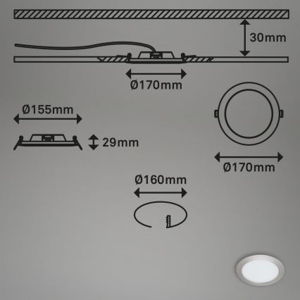 Briloner 7286-012 - LED Fürdőszobai beépíthető lámpa LED/12W/230V IP44