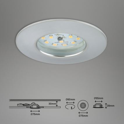 Briloner 7295-019 - LED állítható fényerejű fürdőszobai beépíthető lámpa ATTACH LED/6,5W/230V IP44