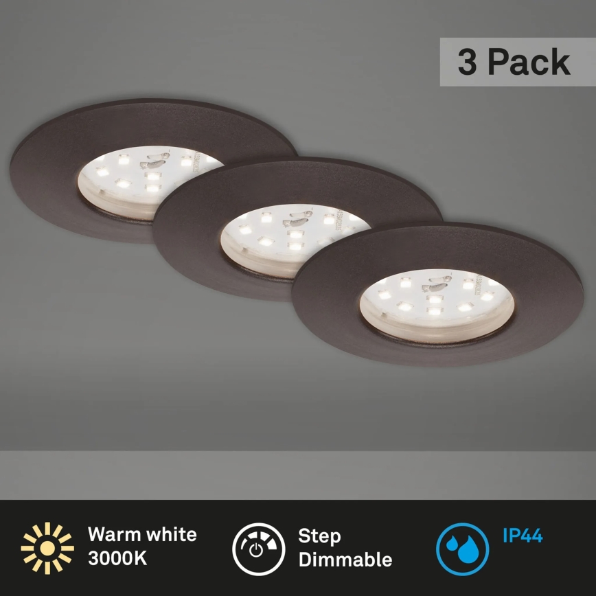Briloner 7295-031 - KÉSZLET 3x LED Dimmelhető fürdőszobai beépíthető lámpa ATTACH LED/6,5W/230V IP44