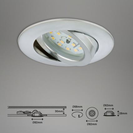 Briloner 7296-039 - 3 darabos LED szett, dimmelhető fürdőszobai beépíthető mennyezeti lámpatest 1xLED/6,5W/230V 3000K IP23 matt króm