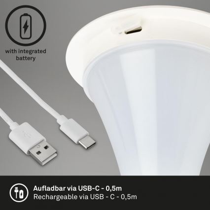 Briloner 7420016 - LED Dimmelhető újratölthető érintős kültéri asztali lámpa LED/4W/5V IP44 3000K fehér