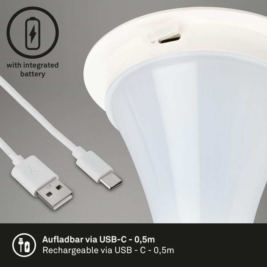 Briloner 7420016 - LED Dimmelhető újratölthető érintős kültéri asztali lámpa LED/4W/5V IP44 3000K fehér