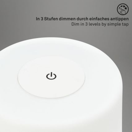 Briloner 7420016 - LED Dimmelhető újratölthető érintős kültéri asztali lámpa LED/4W/5V IP44 3000K fehér