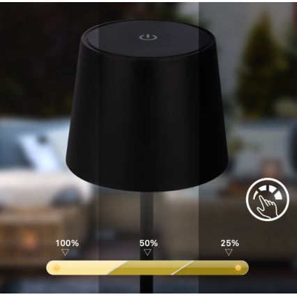 Briloner 7423015 - LED Dimmelhető újratölthető kültéri asztali lámpa LED/2,6W/5V IP44 2000 mAh fekete