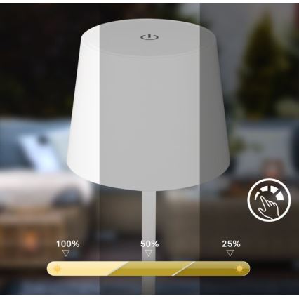 Briloner 7423016 - LED állítható fényerejű, tölthető kültéri asztali lámpa LED/2,6W/5V 2000mAh IP44 fehér