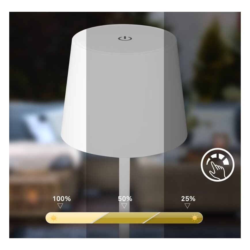 Briloner 7423016 - LED állítható fényerejű, tölthető kültéri asztali lámpa LED/2,6W/5V 2000mAh IP44 fehér