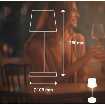 Briloner 7423016 - LED állítható fényerejű, tölthető kültéri asztali lámpa LED/2,6W/5V 2000mAh IP44 fehér
