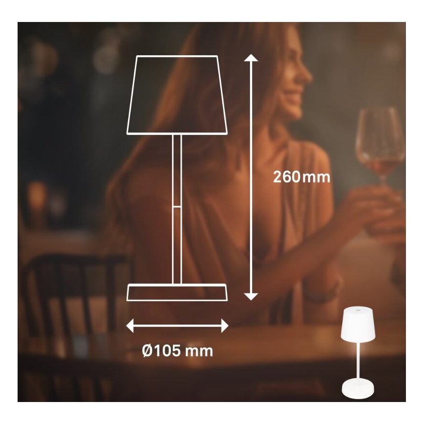 Briloner 7423016 - LED állítható fényerejű, tölthető kültéri asztali lámpa LED/2,6W/5V 2000mAh IP44 fehér