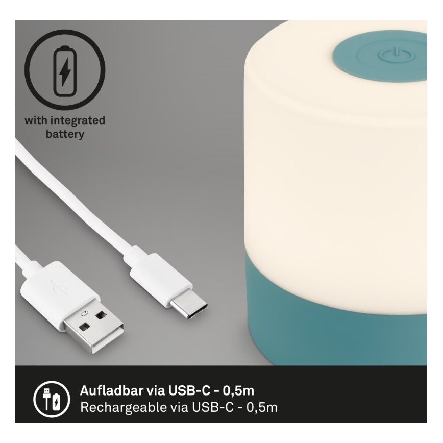 Briloner 7461010 - LED Dimmelhető újratölthető kültéri asztali lámpa LED/2W/5V IP44 1200 mAh kék