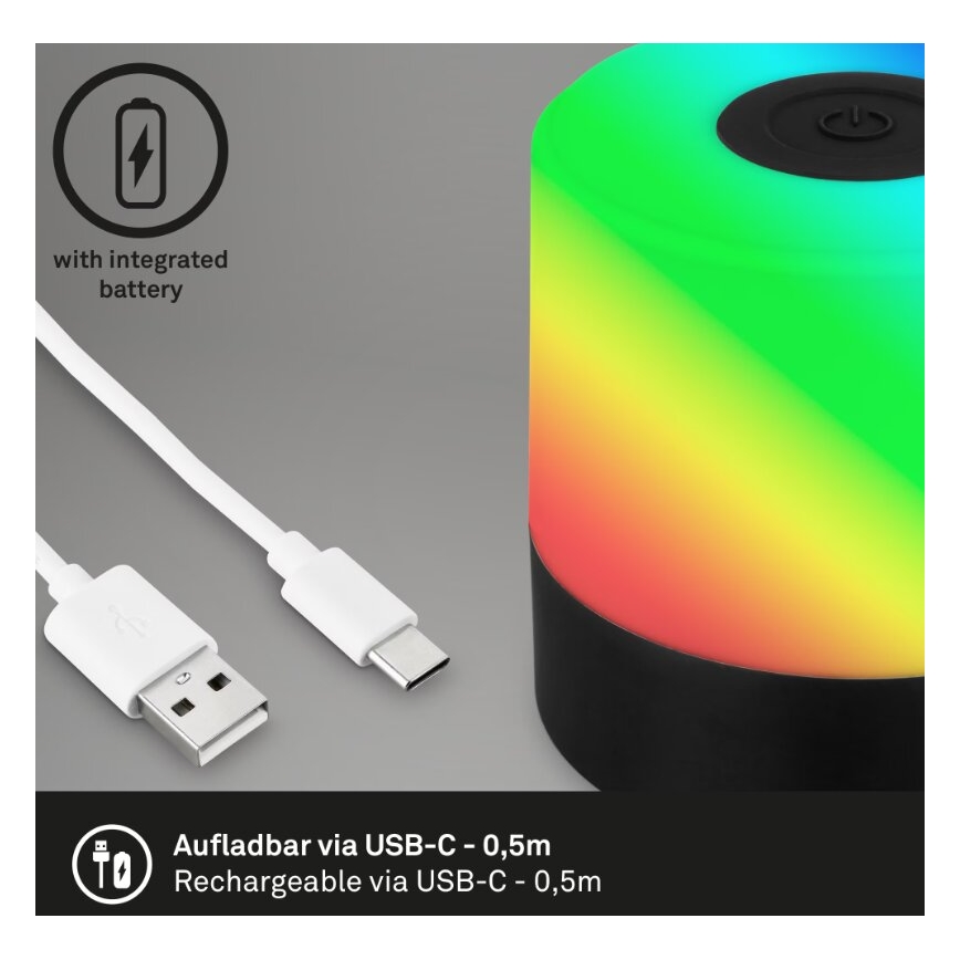 Briloner 7462015 - LED RGB újratölthető kültéri asztali lámpa LED/1,5W/5V IP44 1200 mAh fekete