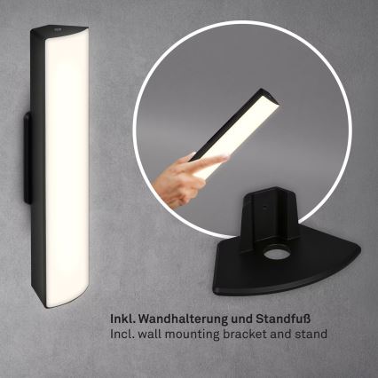 Briloner 7474-015 - LED érintésérzékeny, tölthető kültéri asztali lámpa 2 az 1-ben LED/7W/5V 2x2200 mAh USB 3000K IP44 fekete