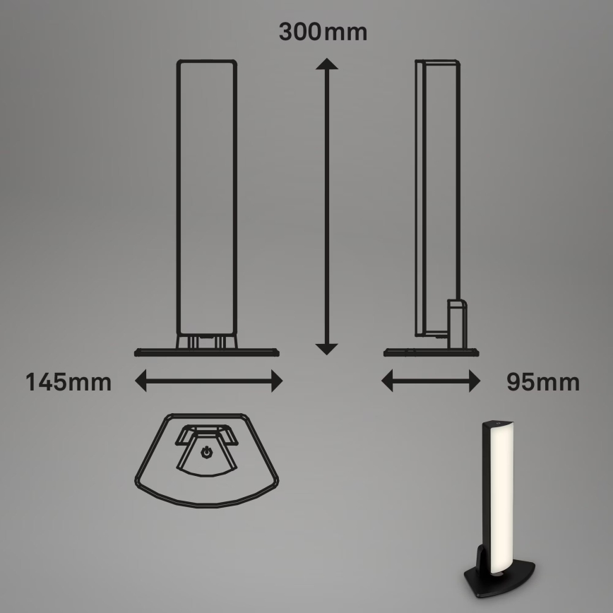 Briloner 7474-015 - LED érintésérzékeny, tölthető kültéri asztali lámpa 2 az 1-ben LED/7W/5V 2x2200 mAh USB 3000K IP44 fekete
