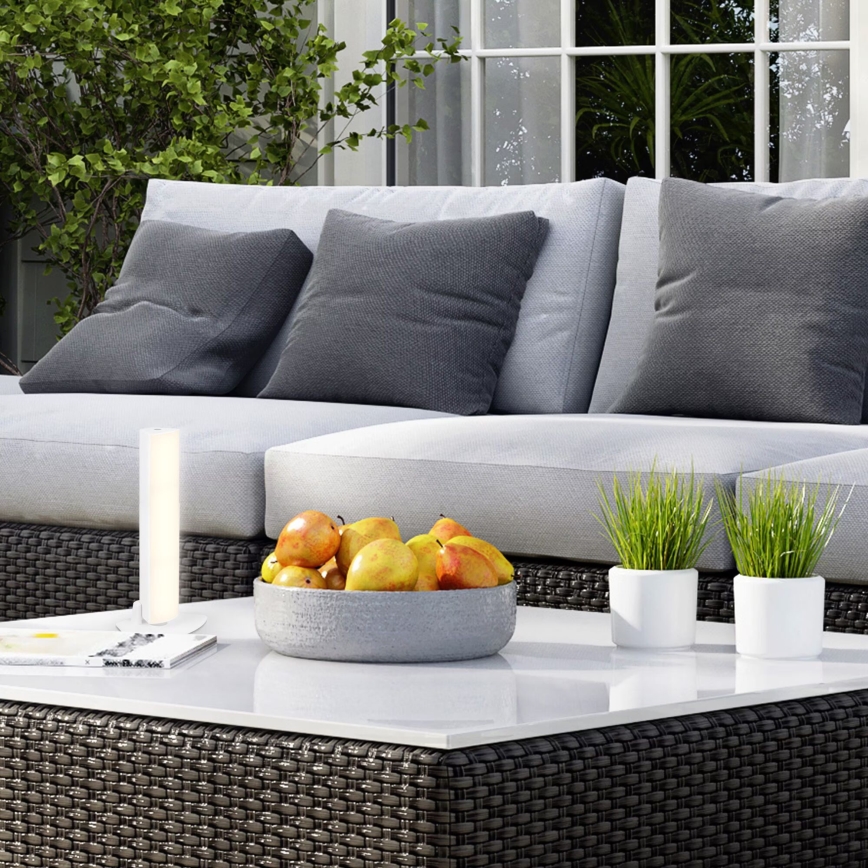 Briloner 7474-016 - LED állítható fényerejű érintős, tölthető kültéri asztali lámpa 2 az 1-ben LED/7W/5V 2x2200 mAh USB 3000K IP44 fehér