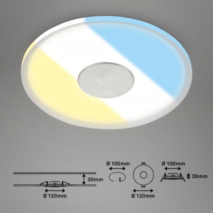 Briloner 7480019 - LED fürdőszobai beépíthető mennyezeti lámpa LED/6W/230V 3000/4000/6500K IP44 fehér