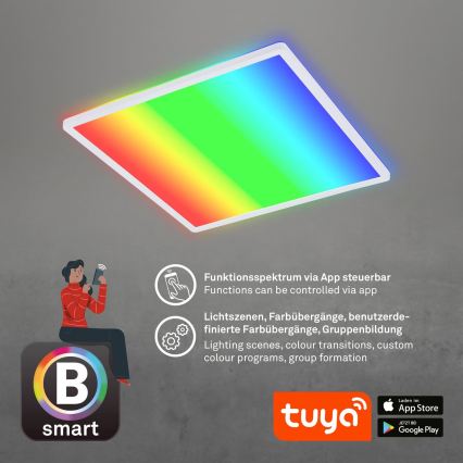 Briloner 7491-016 - LED RGBW Dimmelhető mennyezeti lámpatest SMART LED/22W/230V 4000K 42x42 cm Wi-Fi Tuya + távirányító