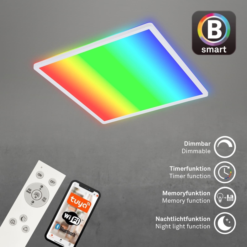 Briloner 7491-016 - LED RGBW Dimmelhető mennyezeti lámpatest SMART LED/22W/230V 4000K 42x42 cm Wi-Fi Tuya + távirányító