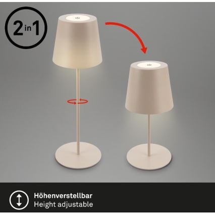Briloner 7508011 - LED állítható fényerejű, tölthető kültéri asztali lámpa 2 az 1-ben LED/2,5W/5V IP44 bézs