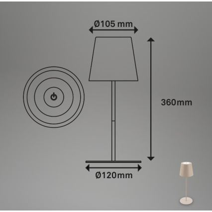 Briloner 7508011 - LED állítható fényerejű, tölthető kültéri asztali lámpa 2 az 1-ben LED/2,5W/5V IP44 bézs