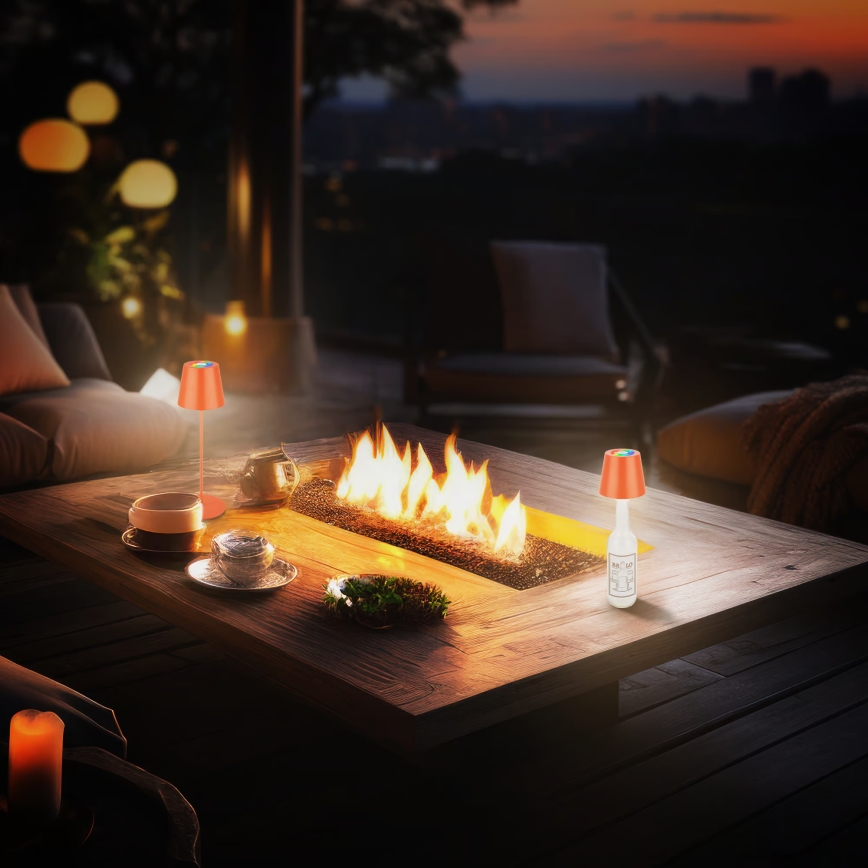 Briloner 7510012 - LED RGBW dimmelhető kültéri újratölthető asztali lámpa CALIDA LED/2,5W/5V IP44 1200 mAh narancssárga