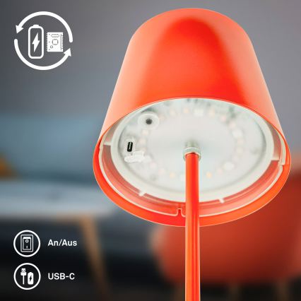 Briloner 7510012 - LED RGBW dimmelhető kültéri újratölthető asztali lámpa CALIDA LED/2,5W/5V IP44 1200 mAh narancssárga