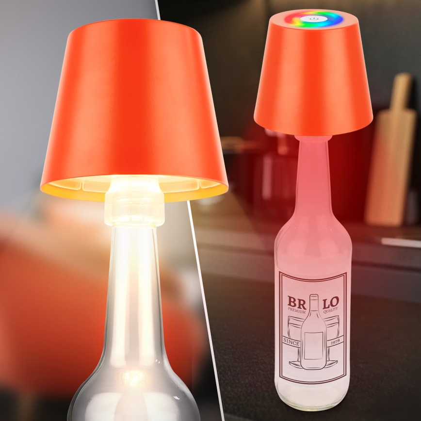 Briloner 7510012 - LED RGBW dimmelhető kültéri újratölthető asztali lámpa CALIDA LED/2,5W/5V IP44 1200 mAh narancssárga