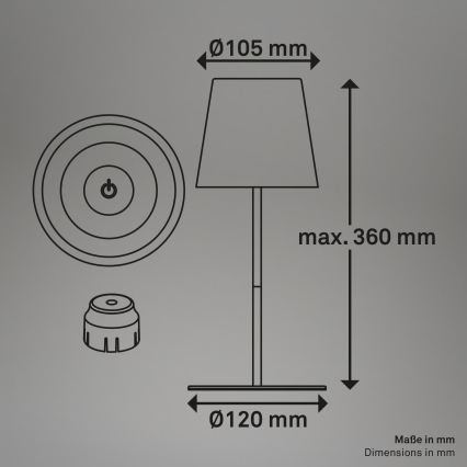 Briloner 7510012 - LED RGBW dimmelhető kültéri újratölthető asztali lámpa CALIDA LED/2,5W/5V IP44 1200 mAh narancssárga