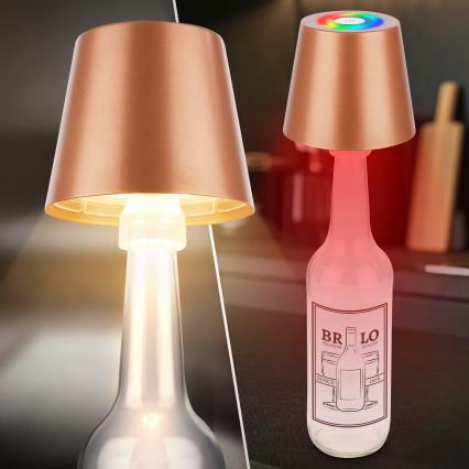 Briloner 7510013 - LED RGBW dimmelhető, kültéri, újratölthető asztali lámpa CALIDA LED/2,5W/5V IP44 1200 mAh bronz