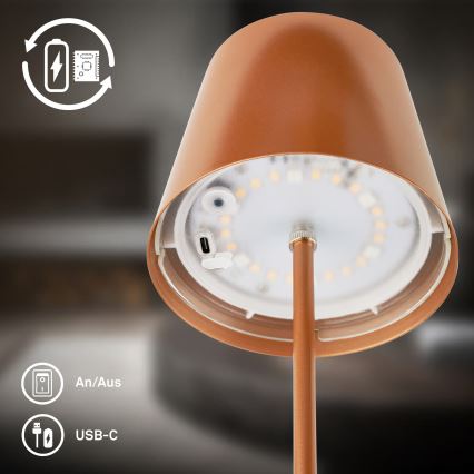 Briloner 7510013 - LED RGBW dimmelhető, kültéri, újratölthető asztali lámpa CALIDA LED/2,5W/5V IP44 1200 mAh bronz