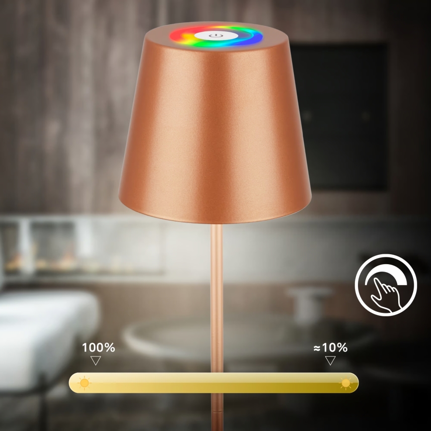 Briloner 7510013 - LED RGBW dimmelhető, kültéri, újratölthető asztali lámpa CALIDA LED/2,5W/5V IP44 1200 mAh bronz