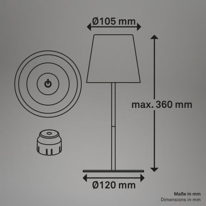 Briloner 7510013 - LED RGBW dimmelhető, kültéri, újratölthető asztali lámpa CALIDA LED/2,5W/5V IP44 1200 mAh bronz