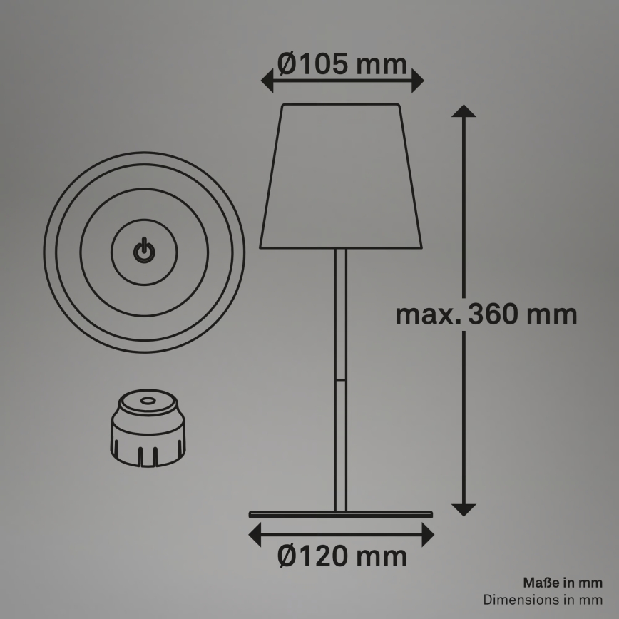 Briloner 7510013 - LED RGBW dimmelhető, kültéri, újratölthető asztali lámpa CALIDA LED/2,5W/5V IP44 1200 mAh bronz