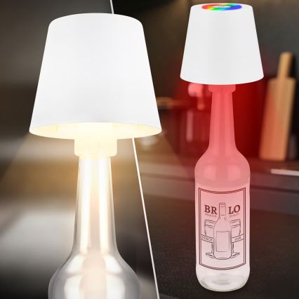 Briloner 7510016 - LED RGBW fényerőszabályozható kültéri tölthető asztali lámpa CALIDA LED/2,5W/5V IP44 1200 mAh fehér