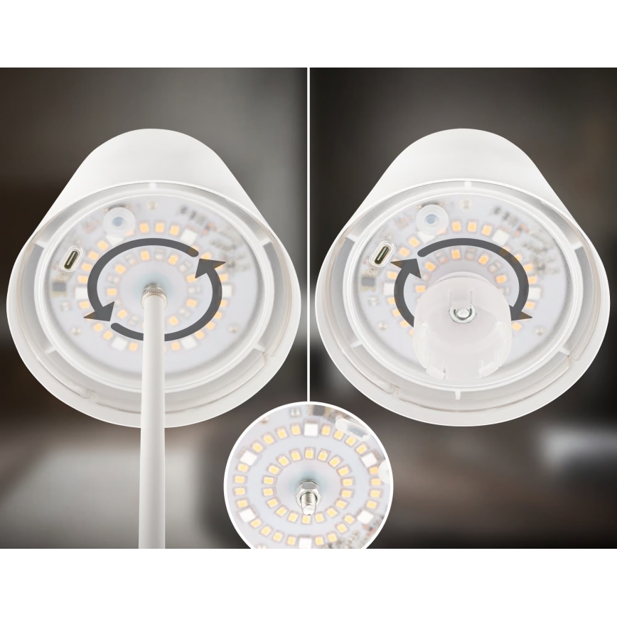 Briloner 7510016 - LED RGBW fényerőszabályozható kültéri tölthető asztali lámpa CALIDA LED/2,5W/5V IP44 1200 mAh fehér