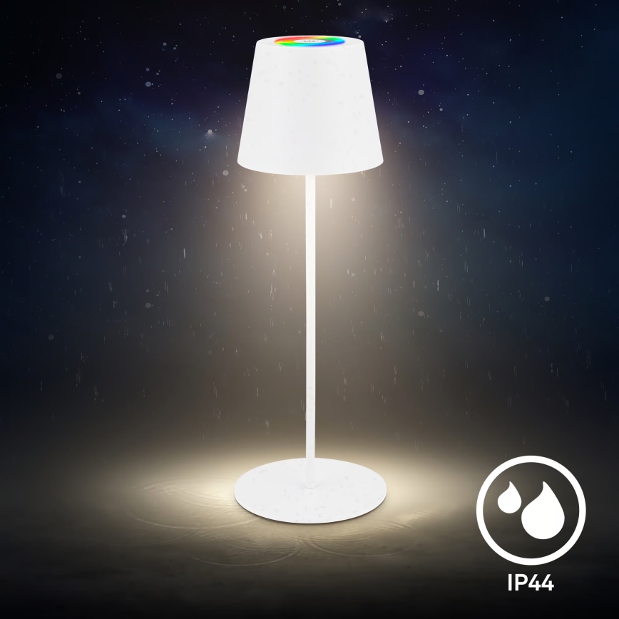 Briloner 7510016 - LED RGBW fényerőszabályozható kültéri tölthető asztali lámpa CALIDA LED/2,5W/5V IP44 1200 mAh fehér
